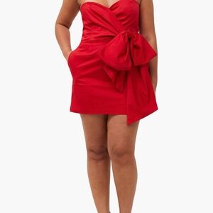 French Connection Red Mini Dress with Bow strapless Size 12